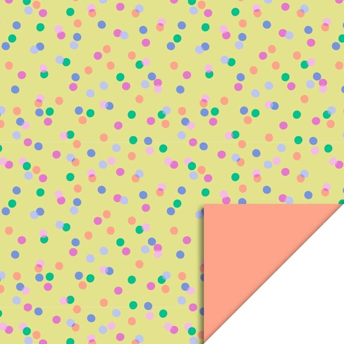 Cadeaupapier 70x300 cm - Party Confetti Yellow - Salmon