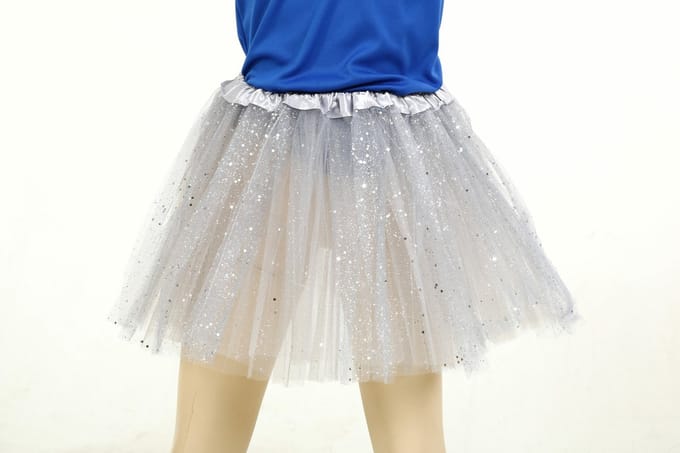 Glitter Rokje - Tule - Kindermaat - One Size - Zilver