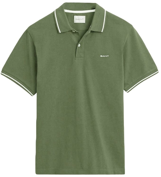 GANT heren polo shirt pique tipping groen