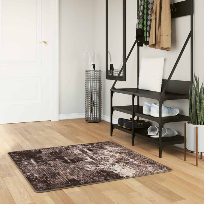 vidaXL - Tapijt - Runner - MARSA - Zwart - en - Wit - 100 - x - 100 - cm - Polyester - en - PVC