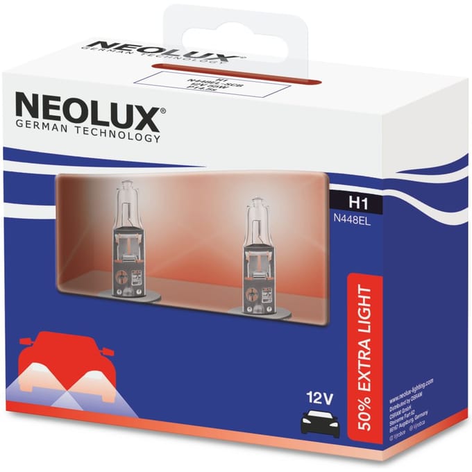 Lamp Halogeen NEOLUX H1 Extra Light + 50% 12V/55W, 2 Stuk