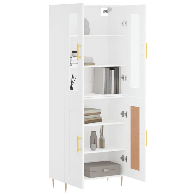 vidaXL - Hoge - kast - 69,5x34x180 - cm - bewerkt - hout - wit