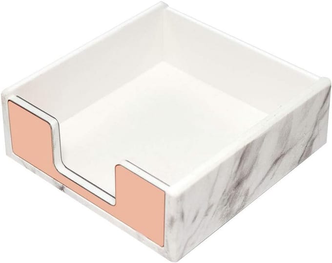 Memo Dispenser Marmer Wit met Rose Gold Sticky Notes Houder Desktop Accessoire