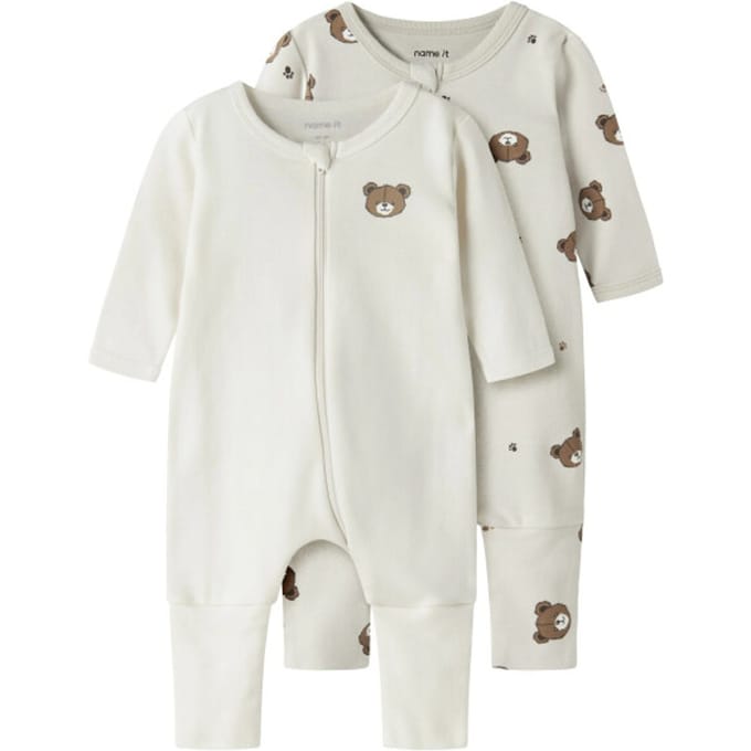 NAME IT - NBNNIGHTSUIT 2P ZIP FF PUMICE BEAR NOOS - Baby - Pyjamas