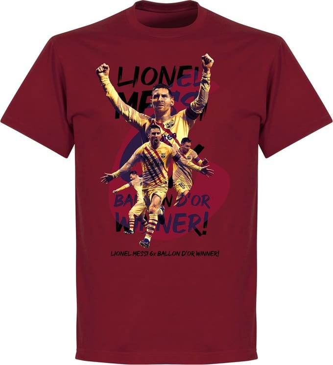 Messi Ballon D'Or 2019 T-Shirt - Bordeaux Rood - XXL