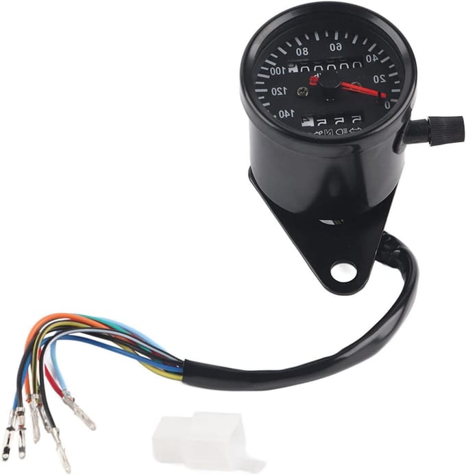Kilometerteller motorfiets, Snelheidsmeter LED backlight, Dual Kilometerteller kit, Cafe Racer accessoire - 12V meterkit