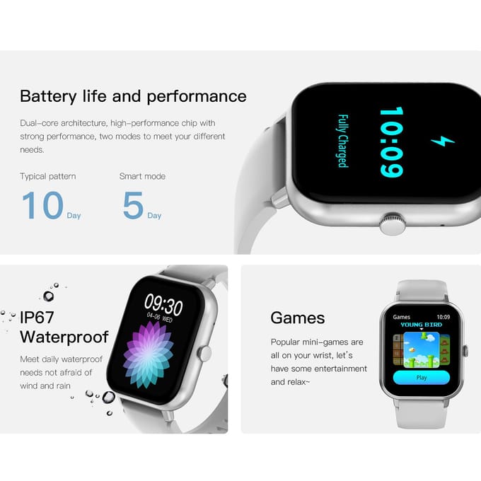 Smart Watch 1.83inch HighClear Display Scherm Gezondheidsmonitoring Slaapmonitor Horloge IP67 0