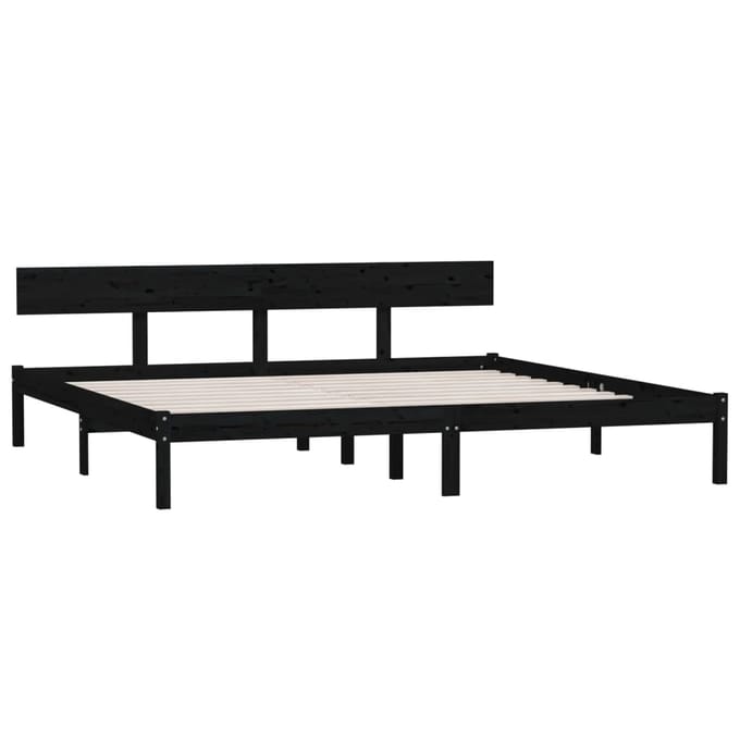 vidaXL - Bedframe - massief - grenenhout - zwart - 180x200 - cm