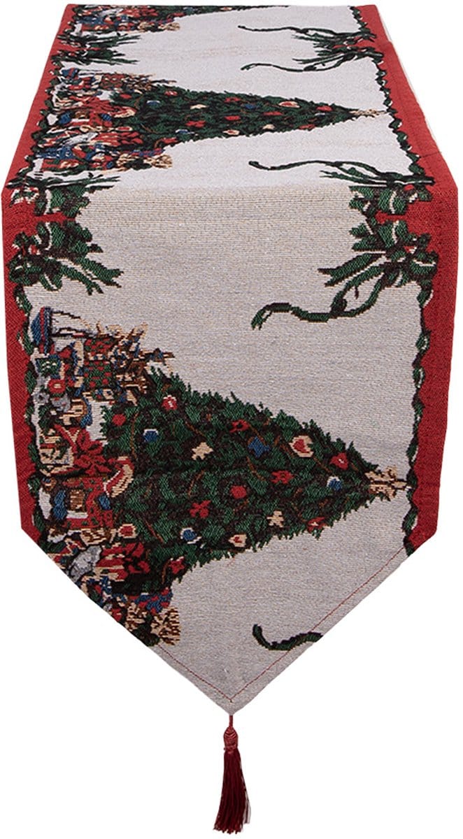 Clayre & Eef Tafelloper Kerst 33x180 cm Beige Polyester