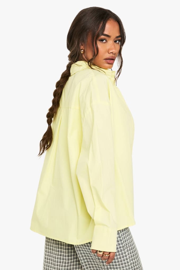 boohoo Dames Cotton Poplin Oversized Shirt | Butter | Maat: 8