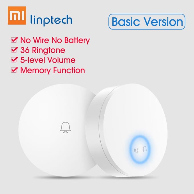 Linptech Zelfvoorzienende Draadloze Deurbel Zelfgenererende Elektriciteit Ringtone Geen Batterij Geen Draad Basisversie Basic Version
