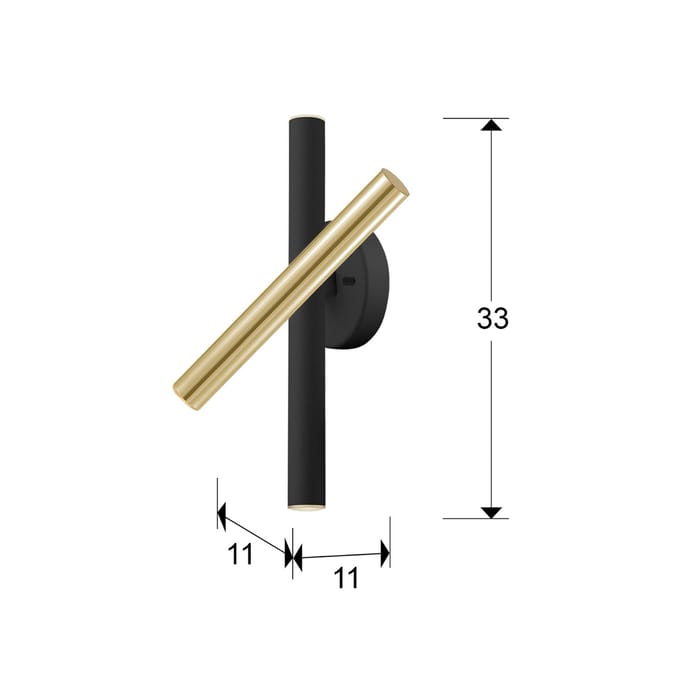 Schuller Valencia LED wandlamp Varas, dimbaar, goud/zwart