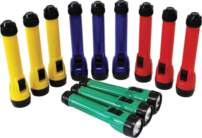 TickiT LED zaklampen speelgoed set - 12 stuks - kleurrijk.