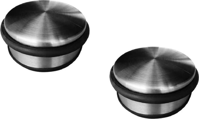 Benson Deurstopper - Pakket van 2x stuks - RVS - rond - 4,5 x 11 cm - 1 kg - deurstop - zilver