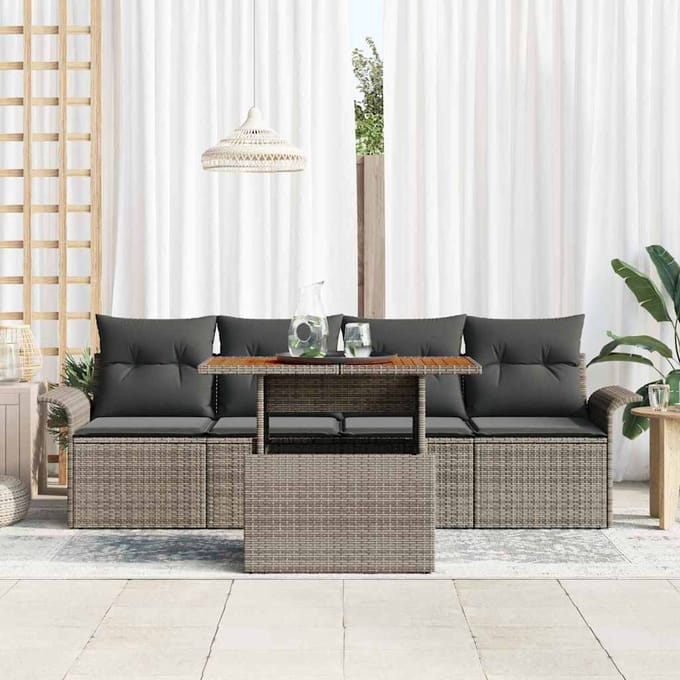 vidaXL - Tuinbank - Set - 5 - st - Grijs - poly - rattan