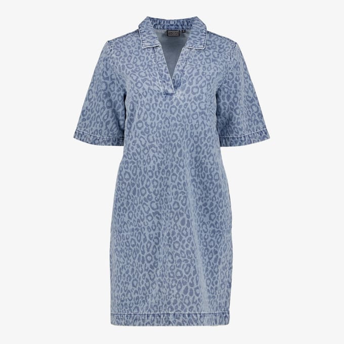 TwoDay dames spijkerjurk met panterprint blauw - Maat S