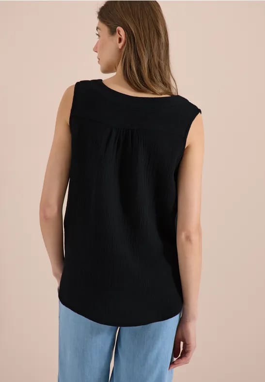 Blousetop met V-hals van mousseline