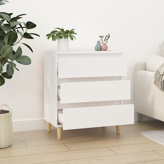 vidaXL - Dressoir - 60x35x70 - cm - bewerkt - hout - wit