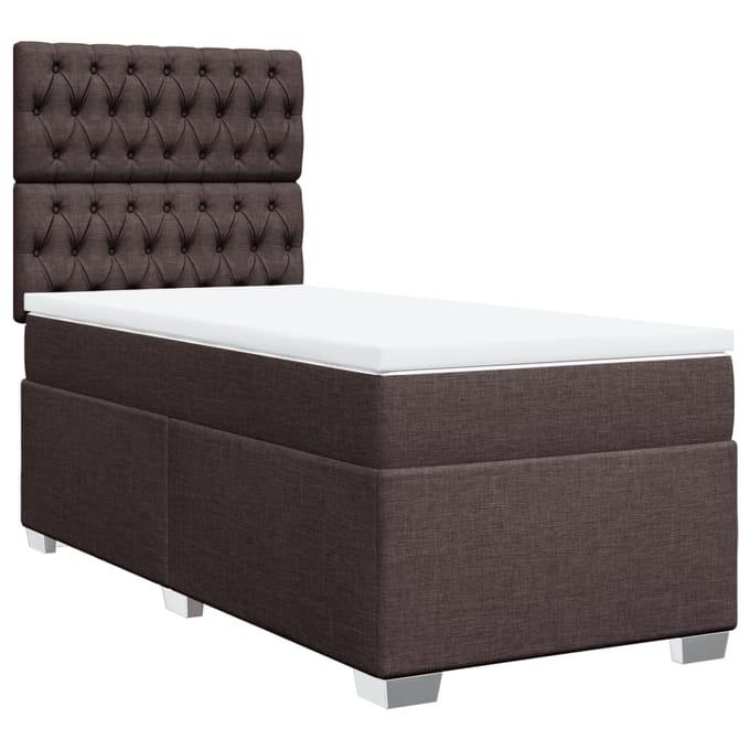 vidaXL - Boxspring - met - matras - stof - donkerbruin - 100x200 - cm