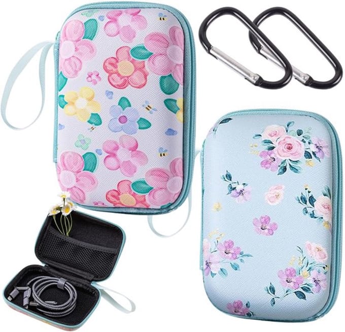 Allecto oortelefoon case set - 2 stuks met karabijnhaak - Draagbare
