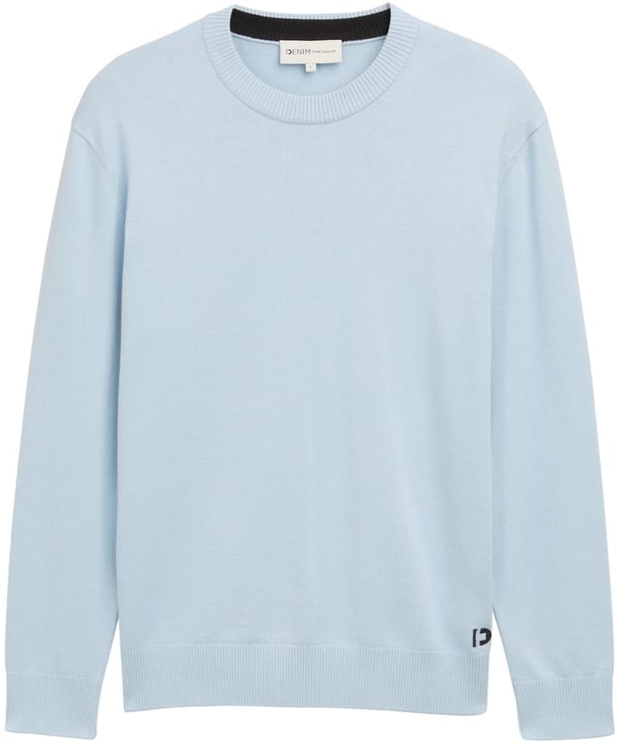 Tom Tailor Denim - Basic gebreide trui van katoen - Maat S - Light Metal Blue