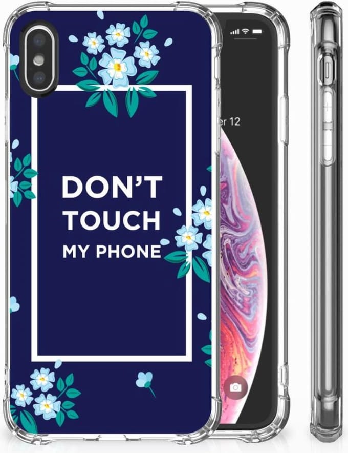 Apple iPhone X | Xs Anti Shock Case Flowers Blue DTMP
