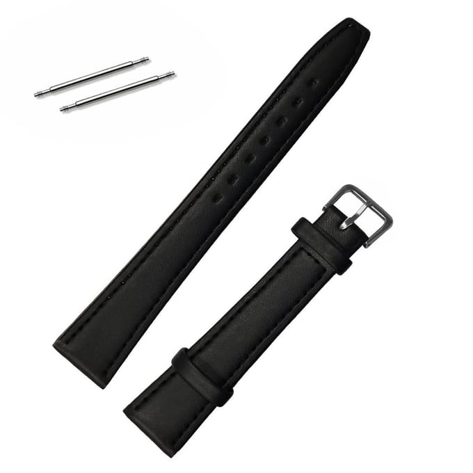 Fako® - Horlogebandje - Echt Leer - Small - 18mm - Zwart
