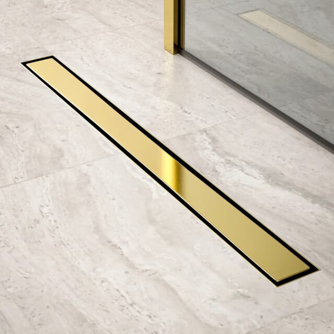 Douchegoot - 80cm - Goud - Tegelrooster - RVS - Met Flens