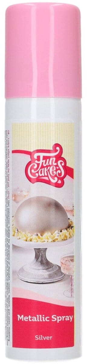 FunCakes Metallic Spray - Zilver - 100ml - Eetbare Kleurstof - Taartdecoratie