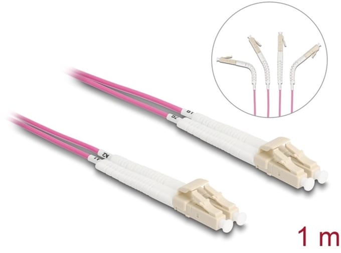 Delock Optical Fiber Cable LC Duplex to LC Duplex Multi-mode OM4 angled 1 m