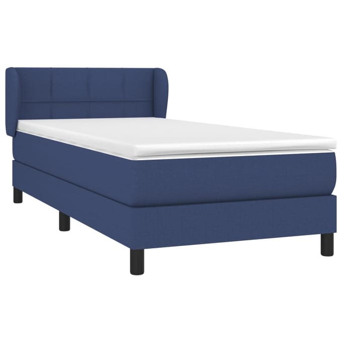 vidaXL - Boxspring - met - matras - stof - blauw - 100x200 - cm