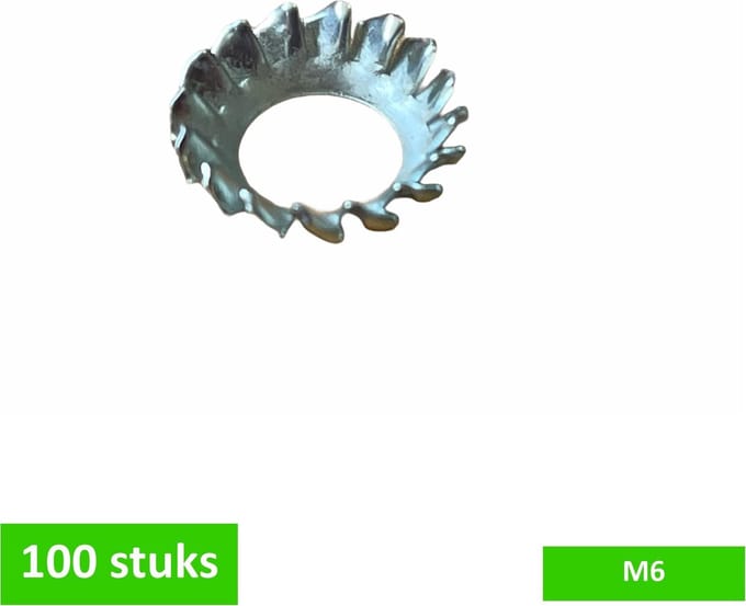 TQ4U getande veerring - M6 - hoog model - hoogte 3 mm - verzinkt - 100 STUKS