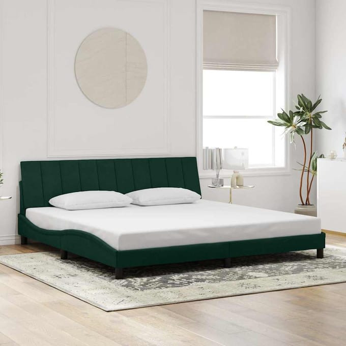 vidaXL - Bedframe - zonder - matras - "Hanko" - 200x200 - cm - fluweel - donkergroen