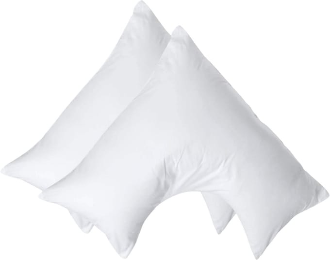 Homescapes Percale Katoen V-Kussensloop Set van 2 - Wit - 100% Egyptisch Katoen - 200TC - 38 x 76 cm