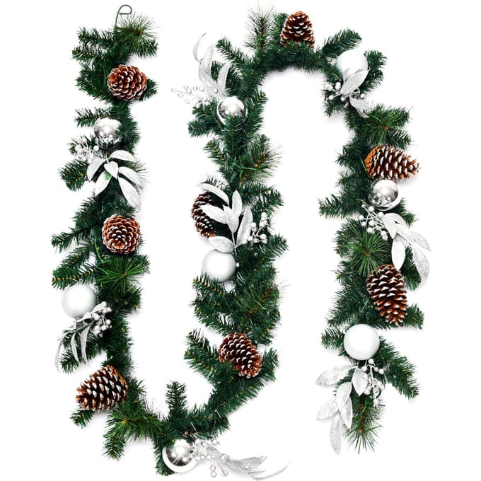 Coast Kerstslinger Groen – 274 cm – Met 50 Warmwitte LED-Lampjes en Kerstdecoratie