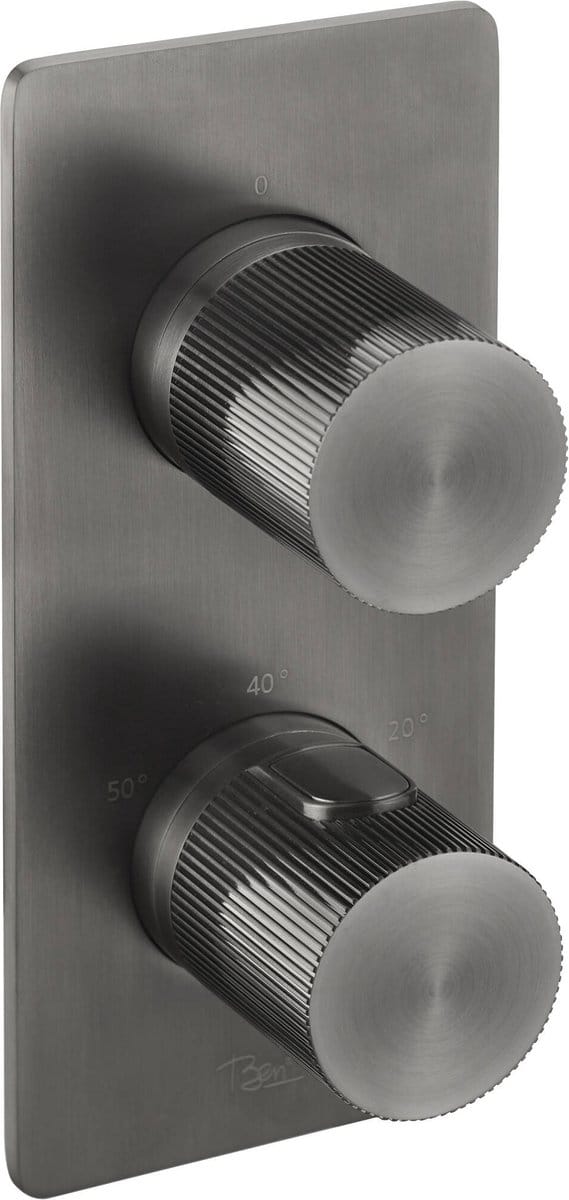 Ben Engraved Line douchethermostaat afbouwdeel met omstelrichting gunmetal