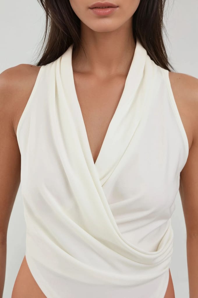 Gevouwen Cowl Neck Mouwloze Croptop