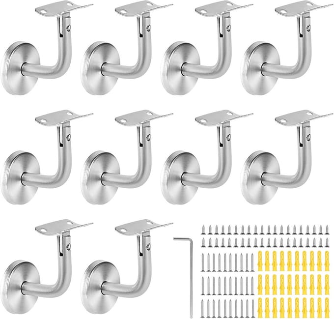 10x RVS Leuninghouder Wit voor Trap en Wand - Stevige Montage Trapleuningbeugel