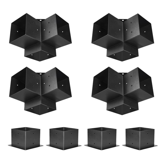Support de pergola 6x6 pouces Intérieur 5.5x5.5 Supports à 3 voies 4 pièces avec 4 bases