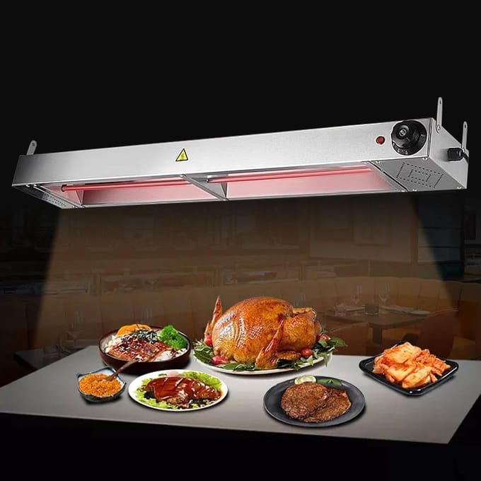 Warmtelamp Keuken - Voedselwarmer - Buffet Warm Houden - Instelbare Temperatuur - 60x15x6.5CM