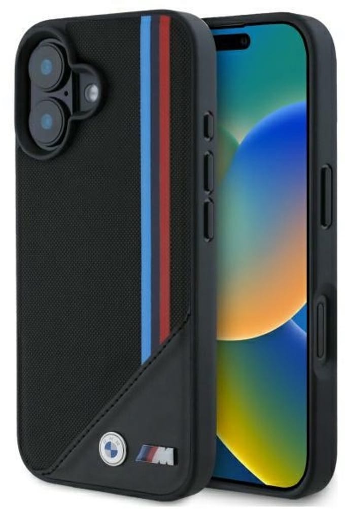BMW Backcase hoesje geschikt voor iPhone 16 - Effen Zwart - Kunstleer