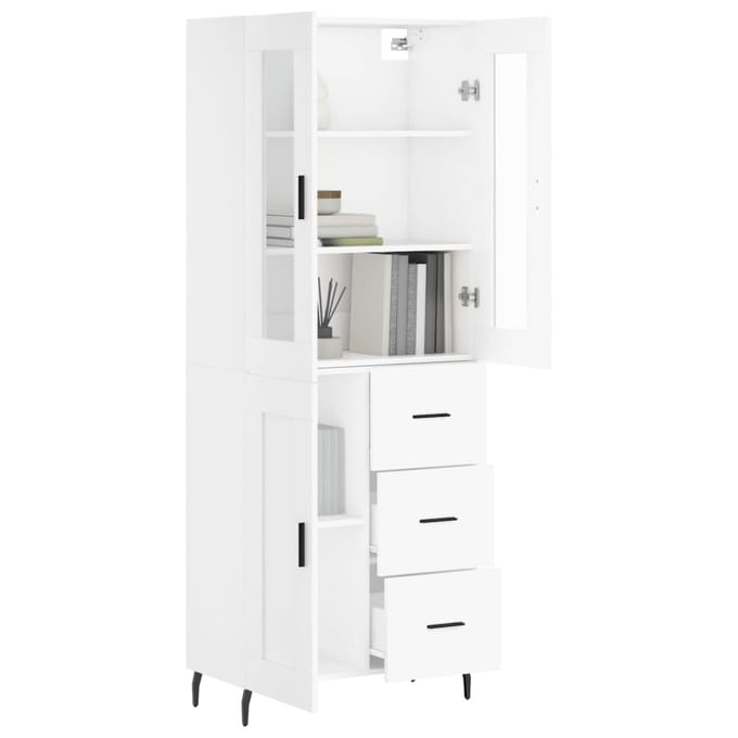 vidaXL - Hoge - kast - 69,5x34x180 - cm - bewerkt - hout - wit