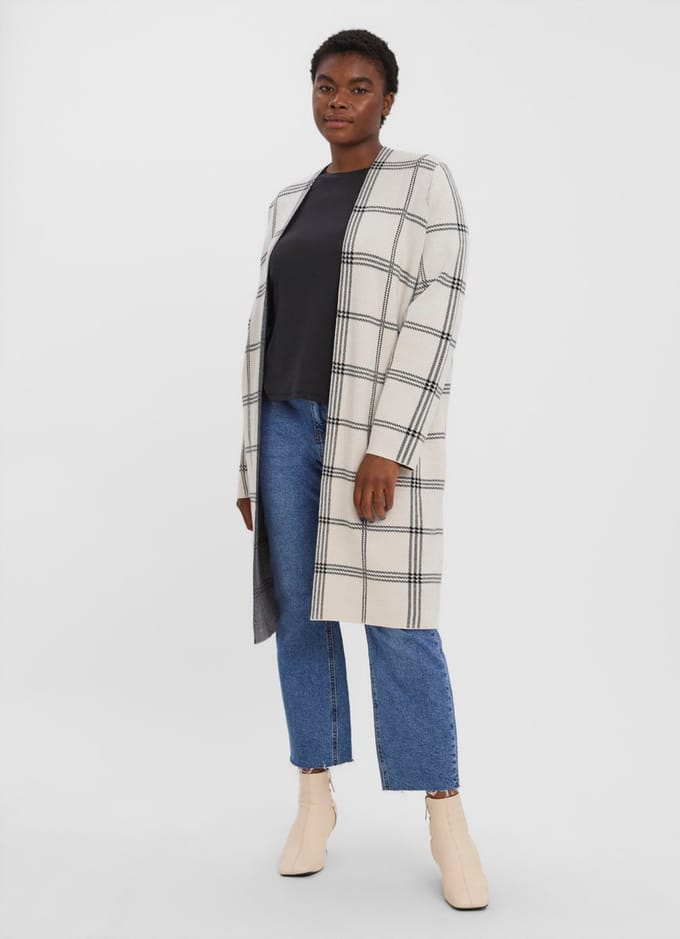 VERO MODA VMGOLD NEEDLE LS LONG OPEN COATIGA CURVE Dames Vest - Maat S-42/44
