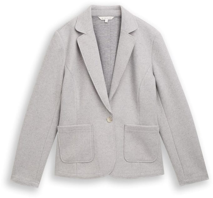 Tom Tailor - Slim fit blazer in gemêleerde look - Maat M - medium silver grey melange
