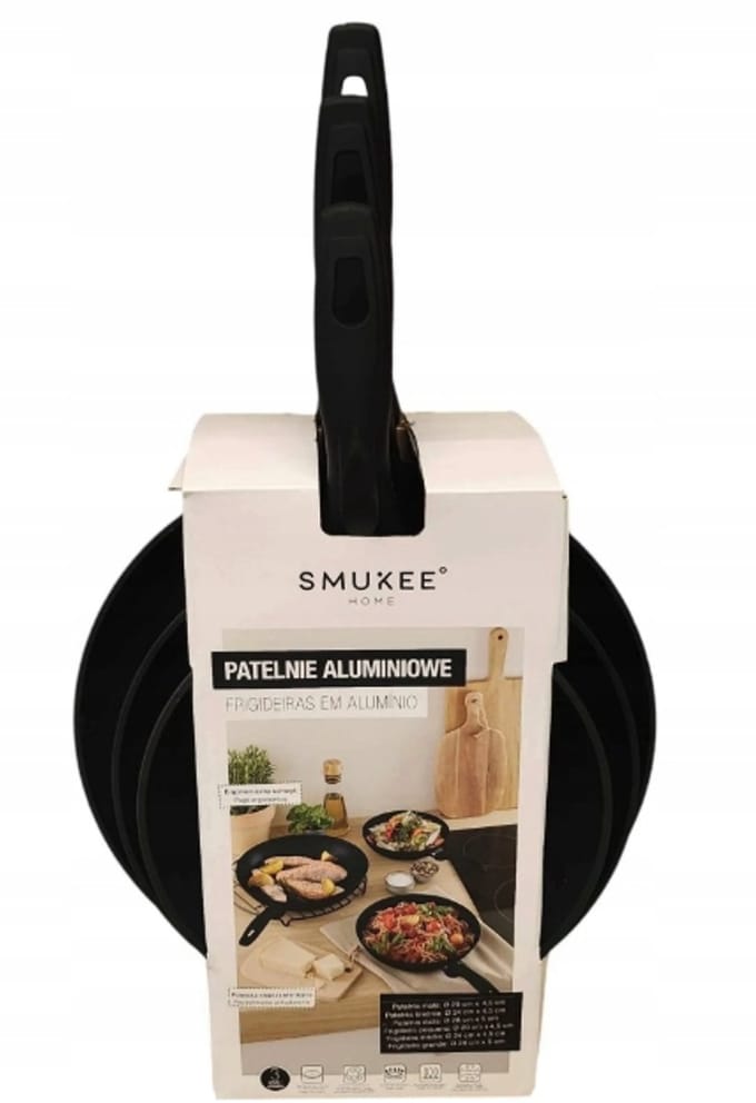 Smukee Pannenset 3 stuks 20/24/28cm Zwart Aluminium