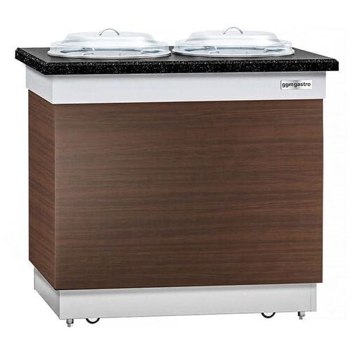 GGM Gastro Bordenstapelaar DUBLIN - verrijdbaar - verwarmd - 1kW - voor Ø200-310mm borden - 1000x700x900mm - 100 borden - zwart granieten werkblad