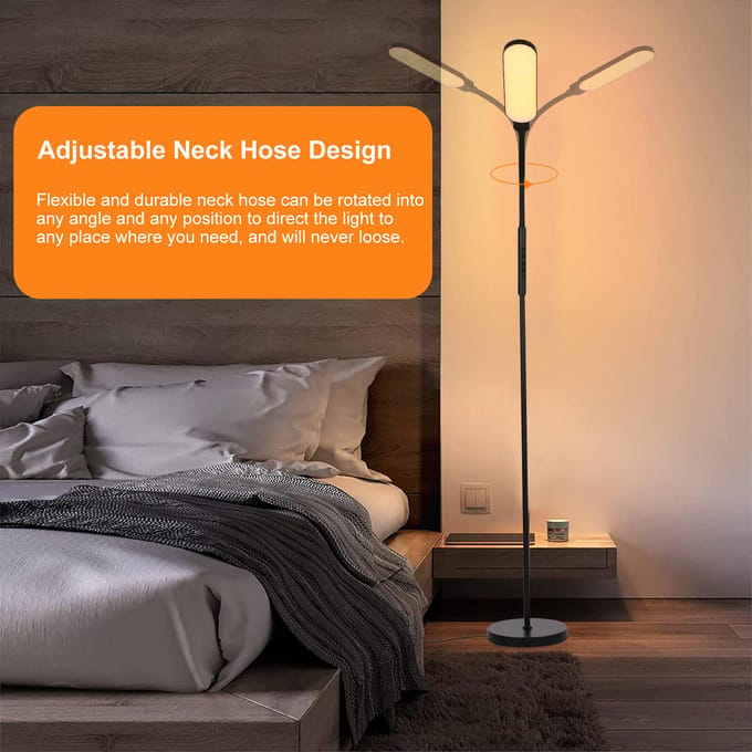 LED Vloerlamp Moderne Staande Lampen Leeslamp 9 Helderheidsniveaus & 5 Lichtkleuren EU Plug zwart