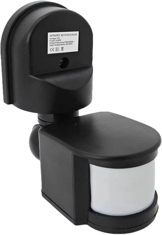 12V PIR Bewegingsdetectiesensor Schakelaar - Wandmontage, 180° Detectiehoek, Waterdicht, Automatische Dagerlichtmodus
