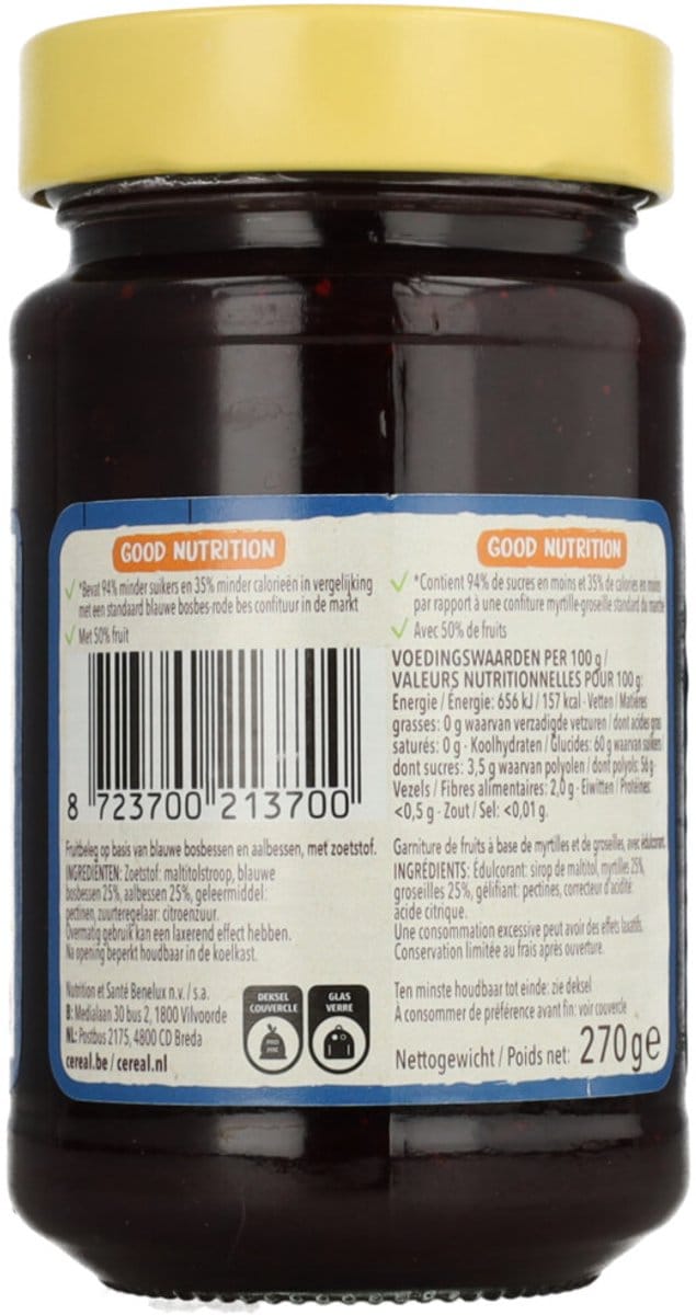 Céréal Jam Bosbes & Rode Bes - 270 gr