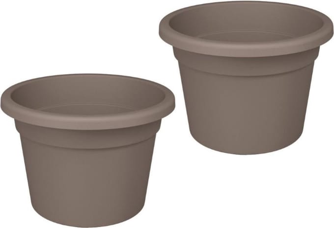 Bloempot Rond Premium 30cm + Bodemgaten TAUPE Nicoli / 2 STUKS ! /